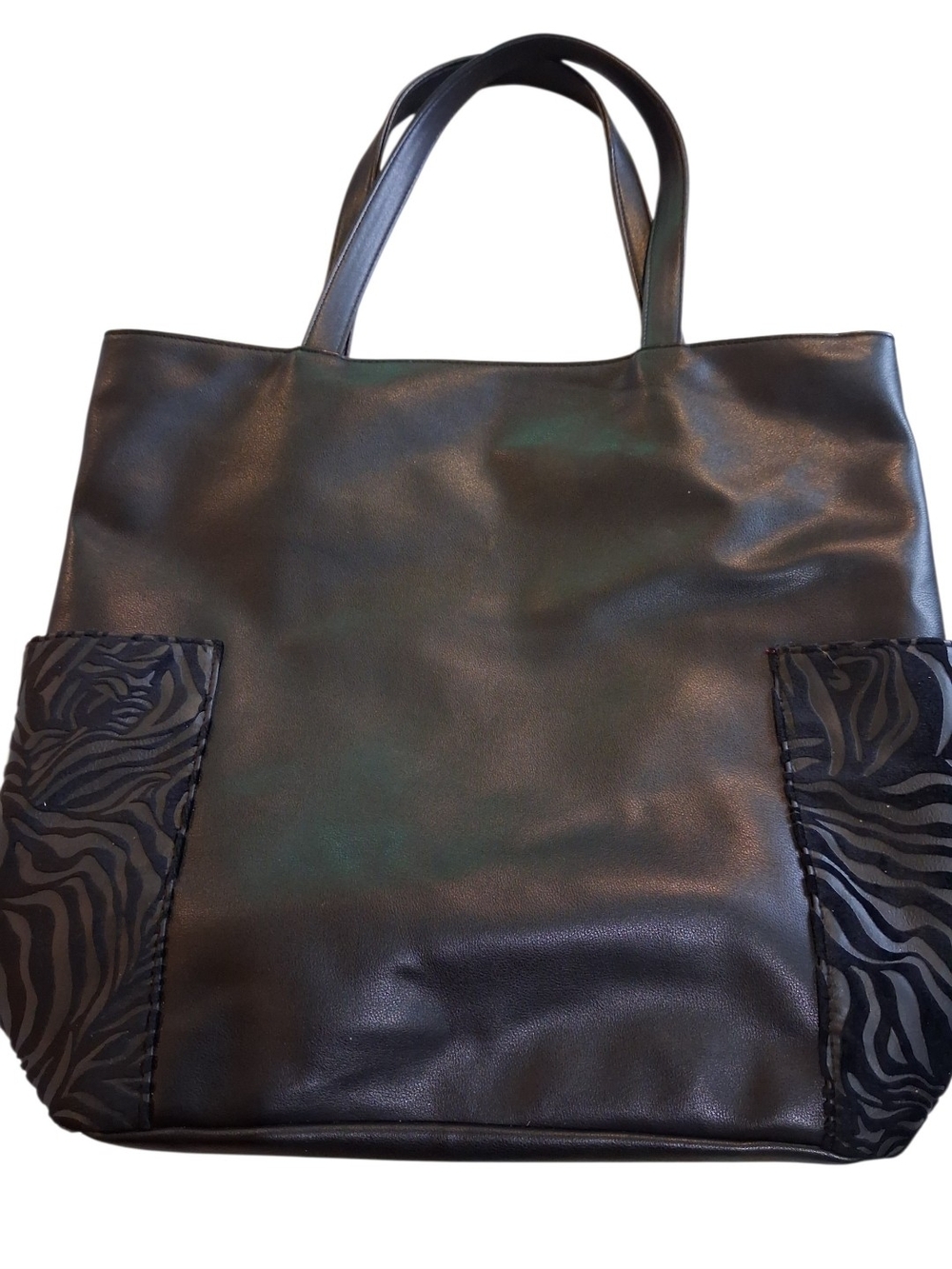 Black Women’s Tote Bag with Zebra Accent